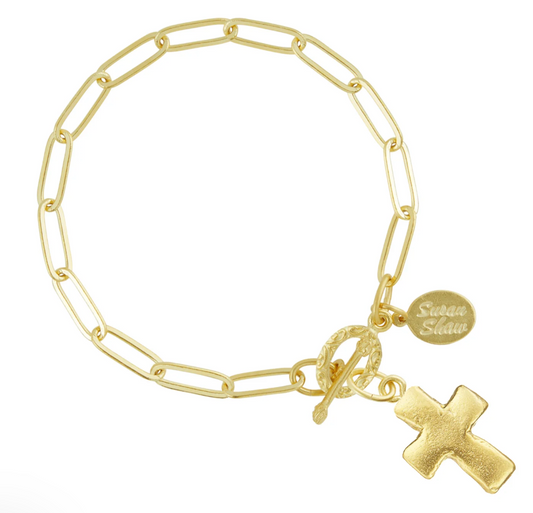 Small Cross Paperclip Bracelet