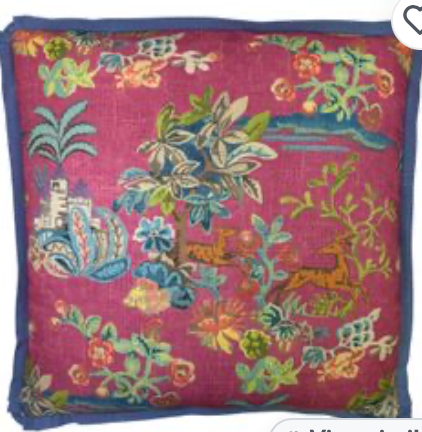 Pillow 22" down filled Fuchsia floral