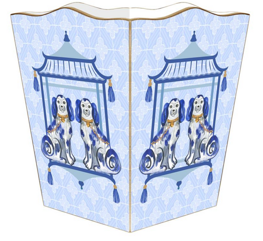 Staffordshire Chic Dogs on Blue  - Wastepaper Basket