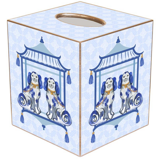 Staffordshire Dogs Chic Blue - Tissue Box Cover