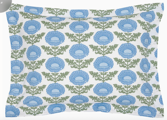 Blue & Green floral Standard Sham
