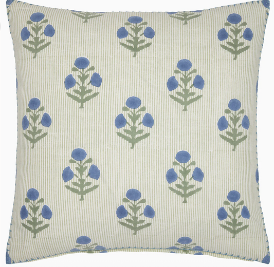 Blue green floral 22x22 Decorative Pillow