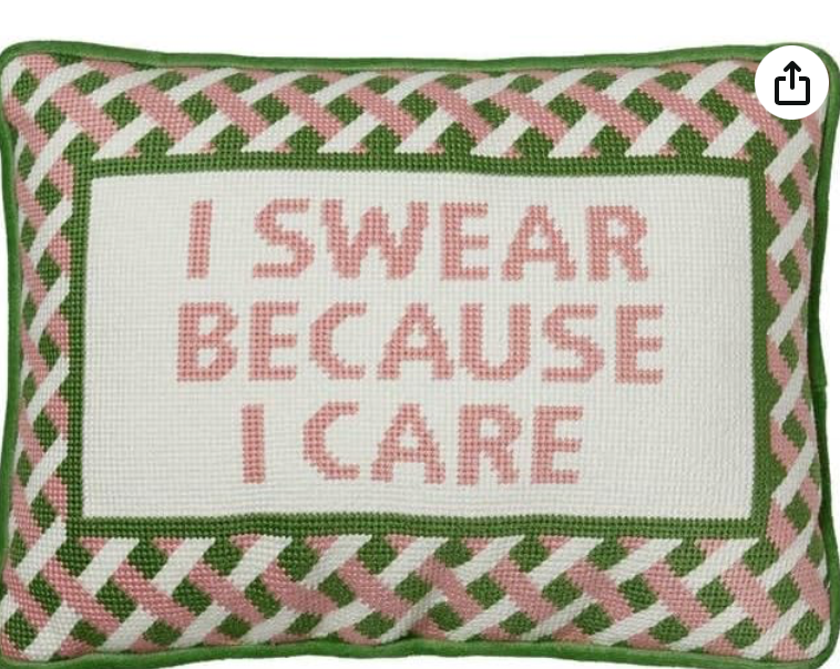 I swear needlepoint pillow