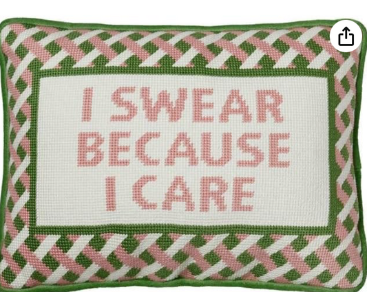 I swear needlepoint pillow