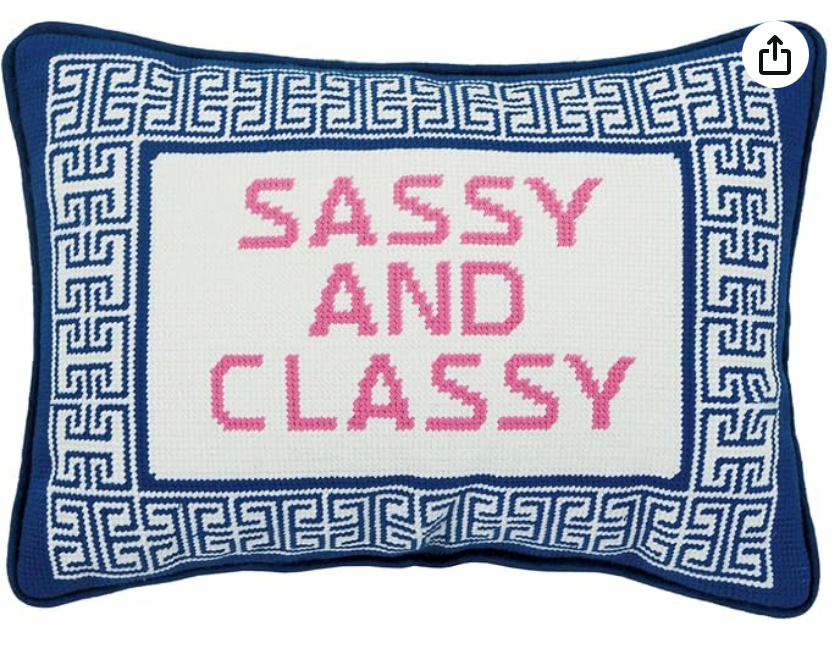 Sassy/classy needlepoint pillow