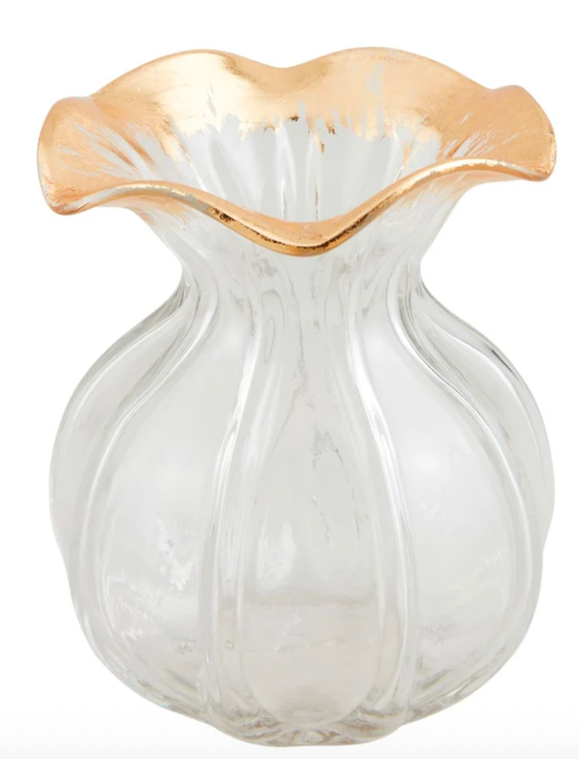 Gold ruffle edge vase small
