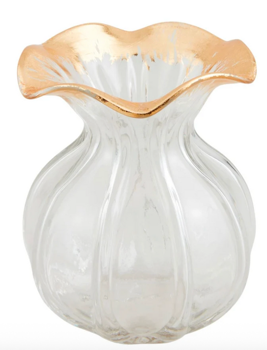 Gold ruffle edge vase small