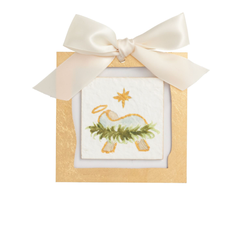 BABY JESUS GOLD PAINTED ACRYLIC ORNAMENT