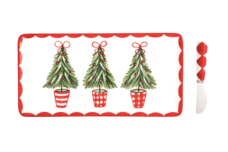 HOLLY TREE TOPIARY TRAY SET
