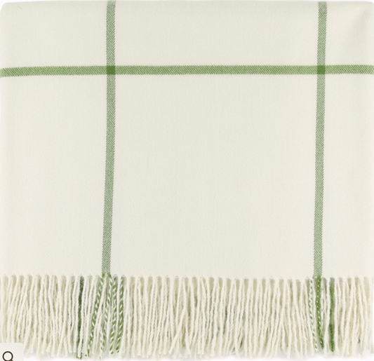 Throw Ivory Plaid with Green 50x68