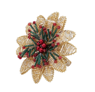 Napkin rings Set/4 gold/red & green