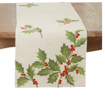 Table runner holly leaves
