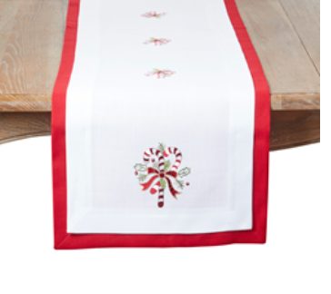Table runner Candy canes Red border