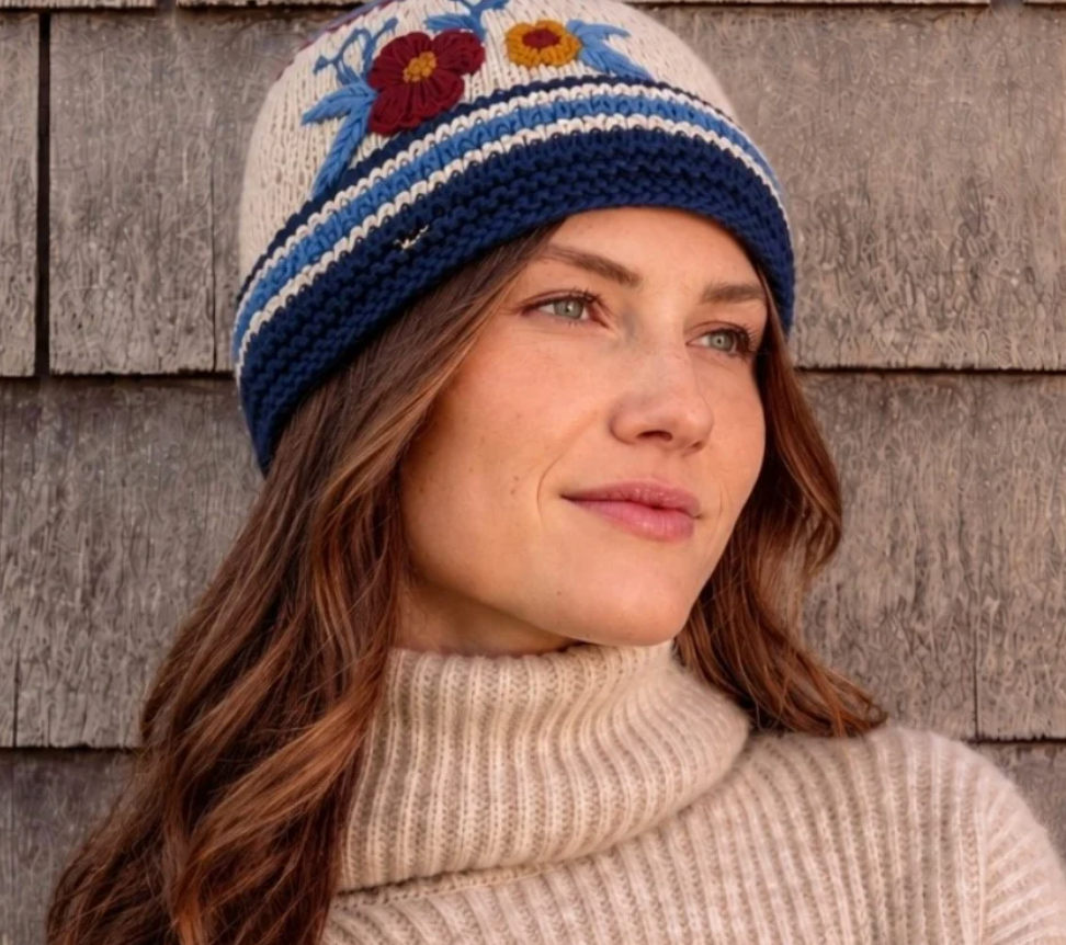 Embroidered Knit Beanie - Nantucket Winter