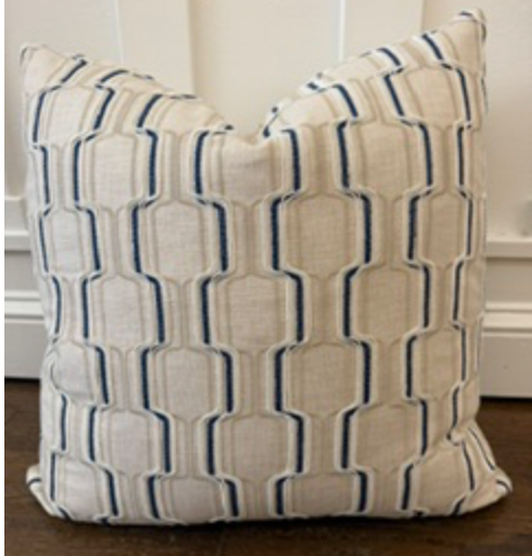 Pillow Navy and Tan geometric 22x22 down filled