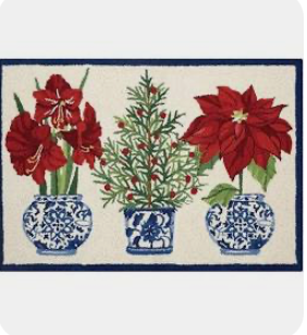 Rug holiday Chinoiserie hooked rug