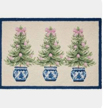 Rug Holiday trees hooked rug