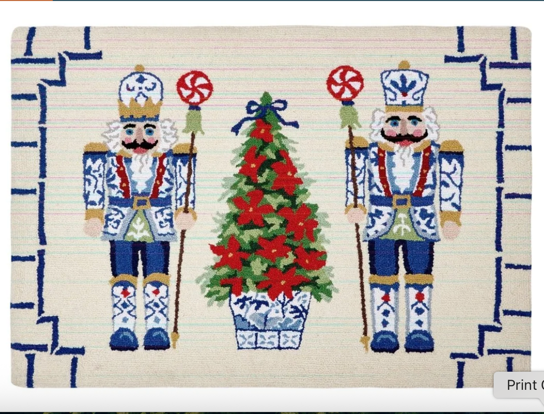 Rug Holiday Nutcrackers hooked