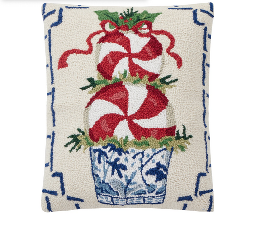 Pillow Holiday Chinoiserie Candy hooked