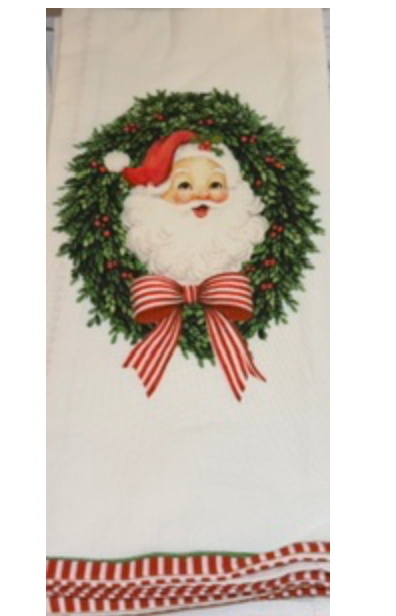 Tea/Guest towel Santa wreath