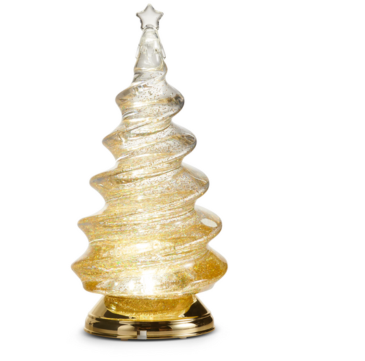 Lighted Gold Spiral Swirling Glitter Tree