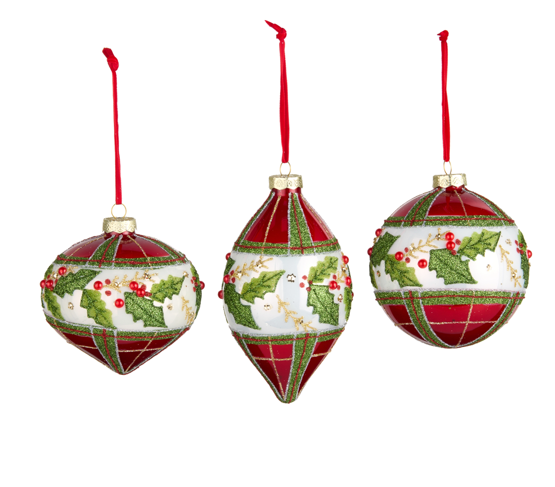 Plaid Holly Ornament