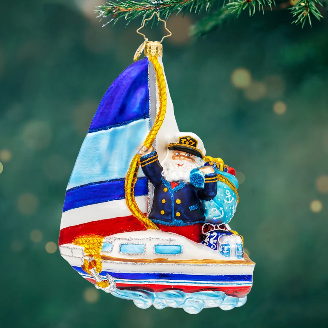 SMOOTH SAILIN SANTA ORNAMENT