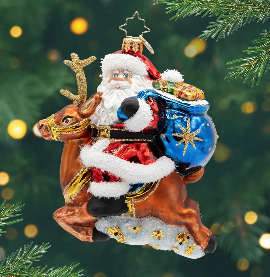 Santa's Celestial Reindeer Ride Ornament