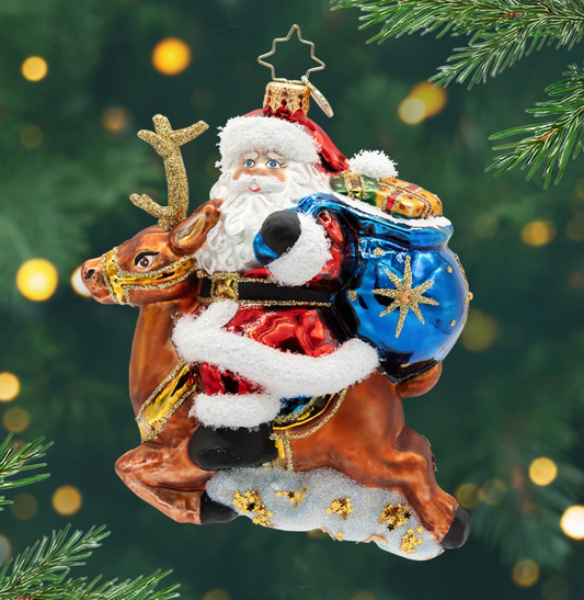 Santa's Celestial Reindeer Ride Ornament
