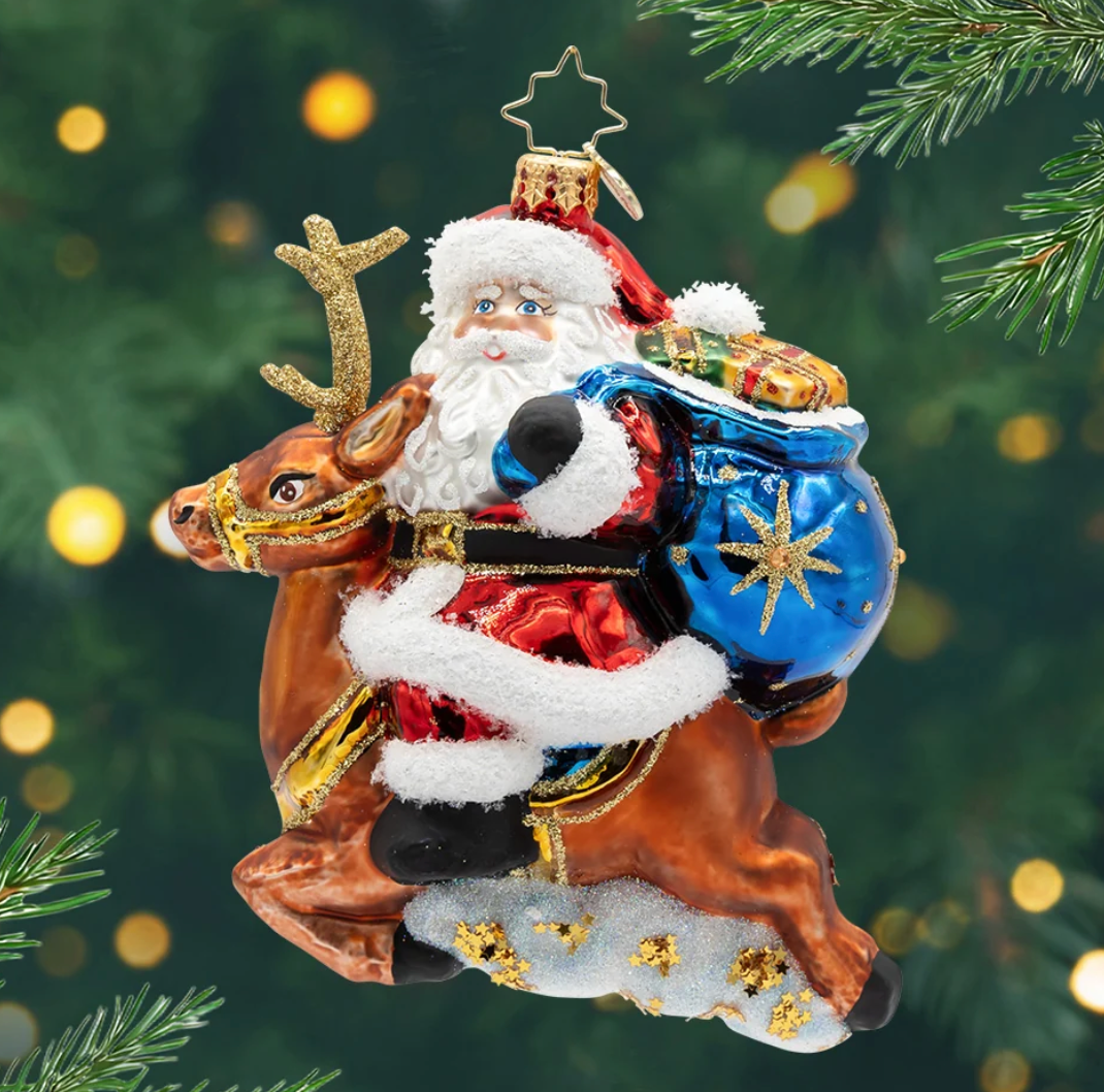 Santa's Celestial Reindeer Ride Ornament