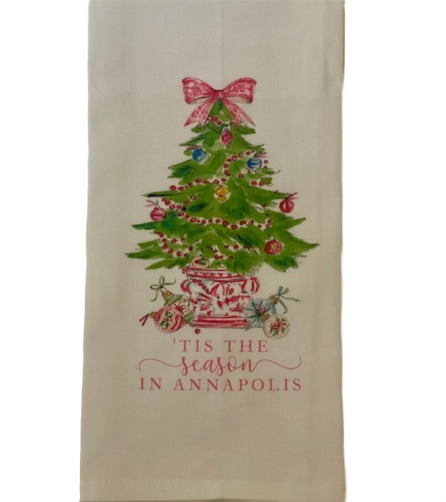 Holiday Hand Towel - Red Ribbon Tree