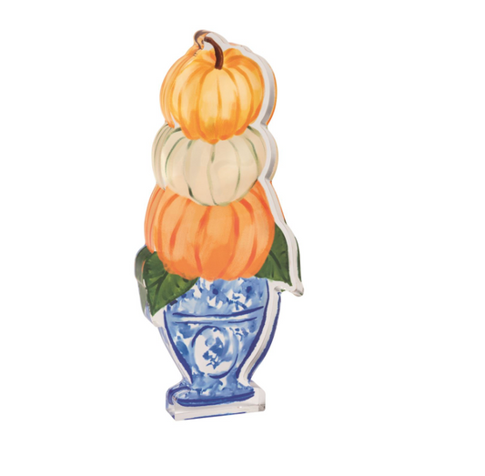THREE PUMPKIN  TOPIARY ACRYLIC SITTER