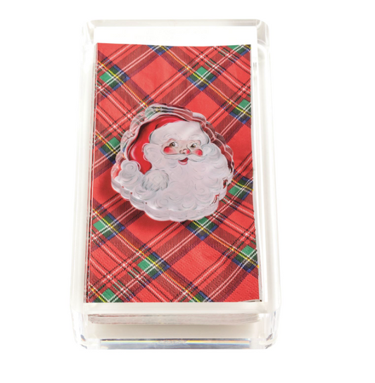 SANTA TARTAN GUEST TOWEL & CADDY SET
