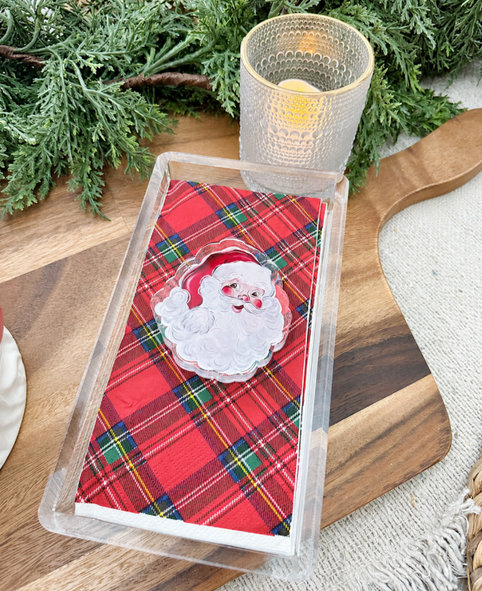SANTA TARTAN GUEST TOWEL & CADDY SET