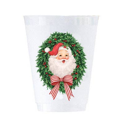 Santa Claus Wreath Shatterproof Cups | Set of 8