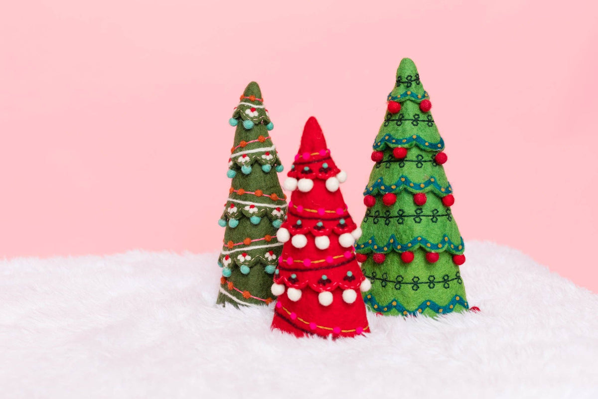 Sugar Plum Tree Set - Traditional Colors Set of 3: Traditional Colors